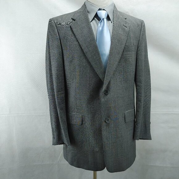 Hart Schaffner Marx Gold Trumpeter 42R Gray Birdseye Suit Blazer Sport Coat - Picture 1 of 9